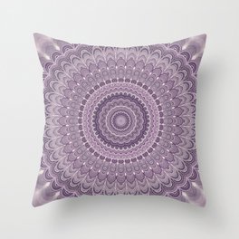 Purple feather mandala Throw Pillow