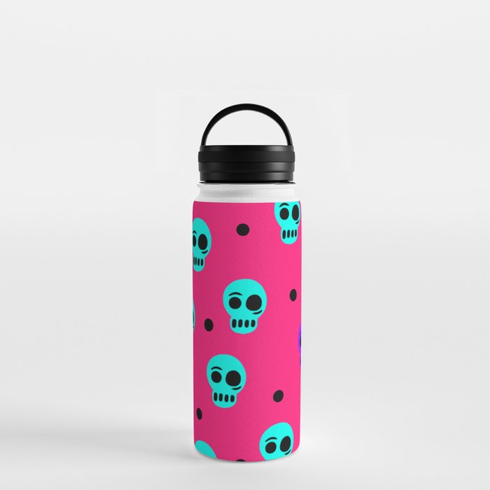 Tara White Studio Skull Logo Colorful Pattern Art Pop Print Water Bottle