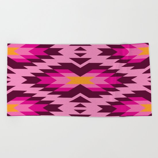 Tribal pattern - pink Beach Towel