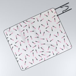 Girly abstract pink gray nails pattern Picnic Blanket