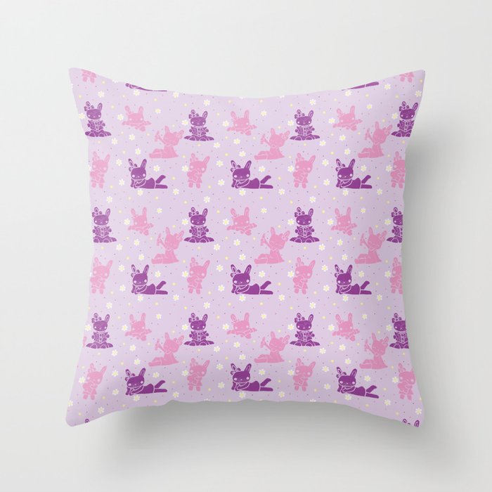 Bunnies in pink Throw Pillow