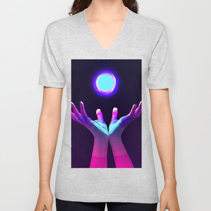 Psychedelic Energy Hands 7 (GIF) V Neck T Shirt