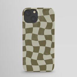 Warped Checkerboard - Olive Green iPhone Case