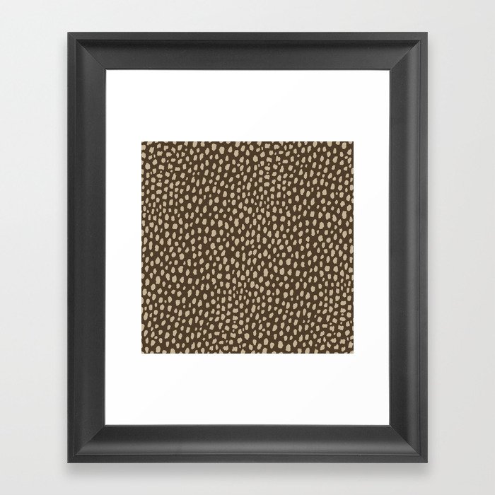 Handmade polka dot brush spots pattern (tan/brown) Framed Art Print