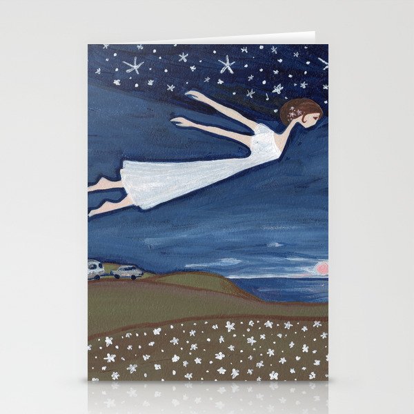 Flying Girl Remembers Her Dreams, or Night Blooming Stationery Cards