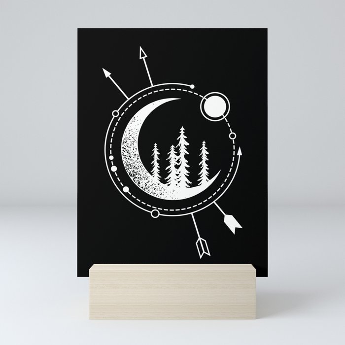 Modern Geometric Nature Forest Astronomy Bohemian Mini Art Print