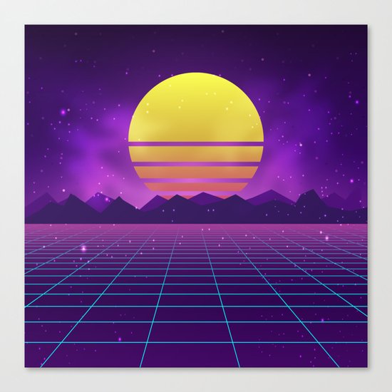 Retrowave Mysterious Full Moon Canvas Print by EDMproject | Society6