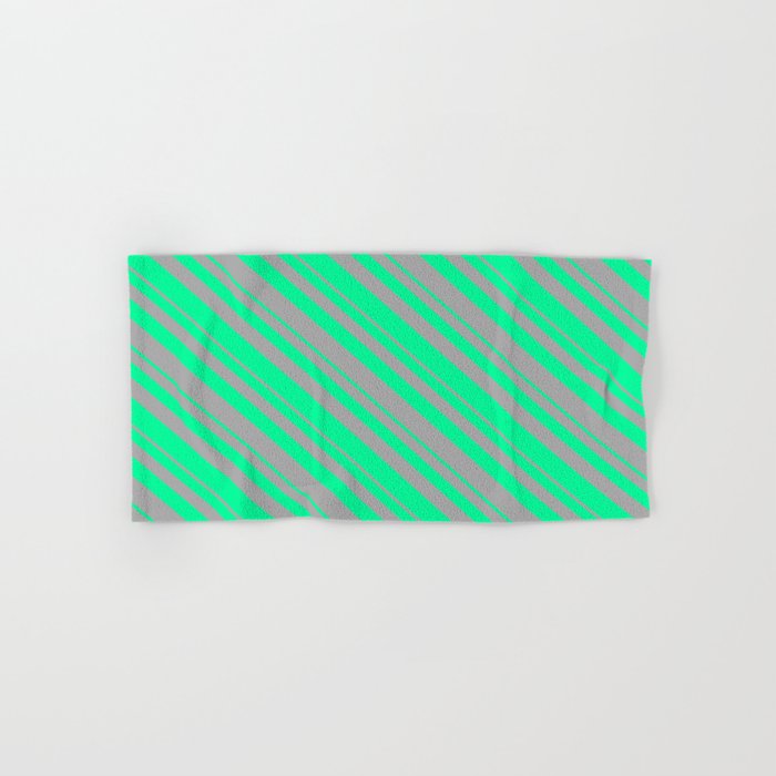 Dark Gray and Green Colored Lines Pattern Hand & Bath Towel