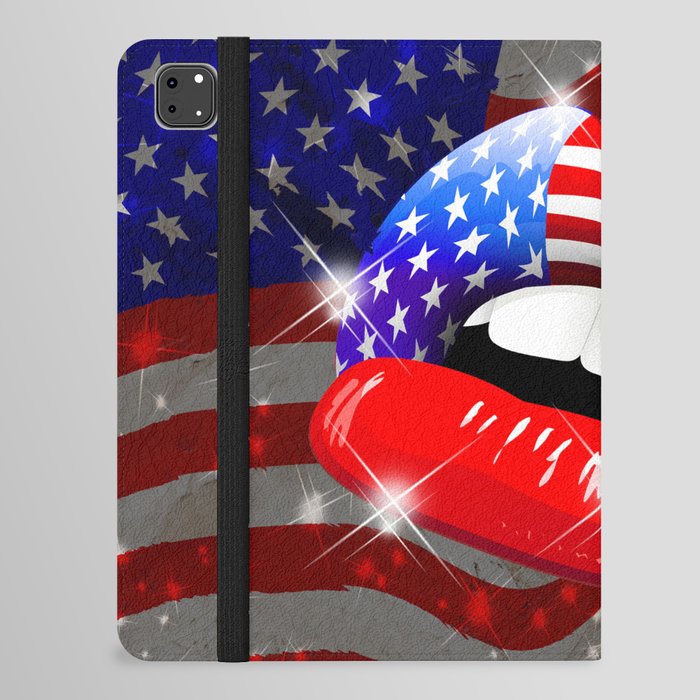 USA Flag Lipstick on Sensual Lips iPad Folio Case