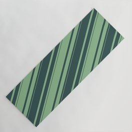 [ Thumbnail: Dark Sea Green and Dark Slate Gray Colored Lines Pattern Yoga Mat ]