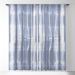 Blue stripes tie dye Sheer Curtain