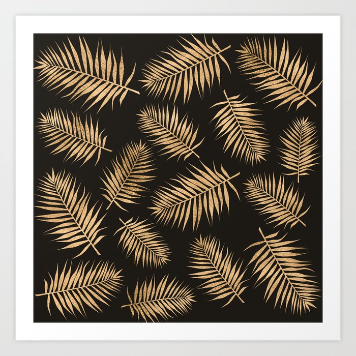 Brown Palm Leaf Pattern 12 Art Print