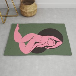 Rise Up  Rug | Woman, Pattern, Midcentury, Modern, Collage, Pink, Drawing, Cut, Digital, Body 