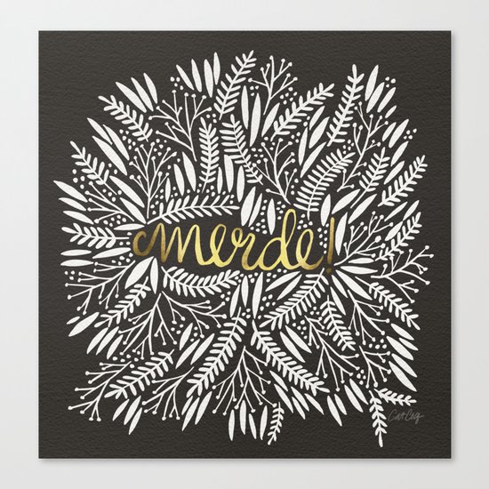 Pardon My French – Gold on Black Canvas Print