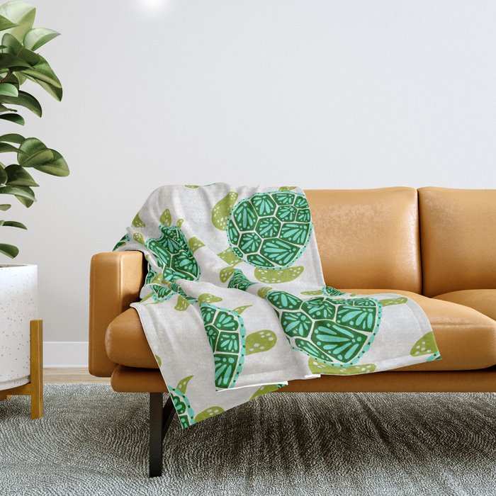 Sea Turtle – Green Palette Throw Blanket