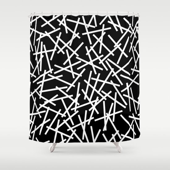 Kerplunk Black and White Shower Curtain