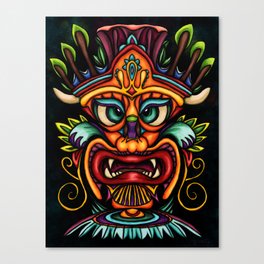 Polynesian tiki painting, colorful mask Canvas Print