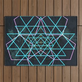 Neon Sacred Geometry Outdoor Rug