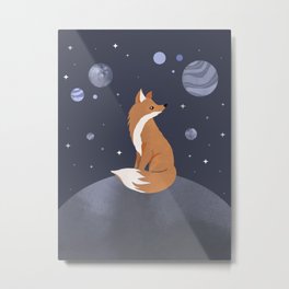 The lonely Fox Metal Print | Cafelab, Mixedmedia, Magic, Pet, Planet, Blue, Space, Animal, Sky, Star 