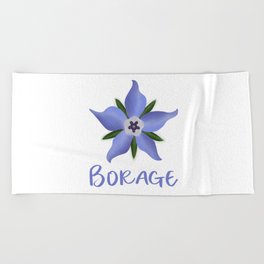 Borage Botanical Art Beach Towel