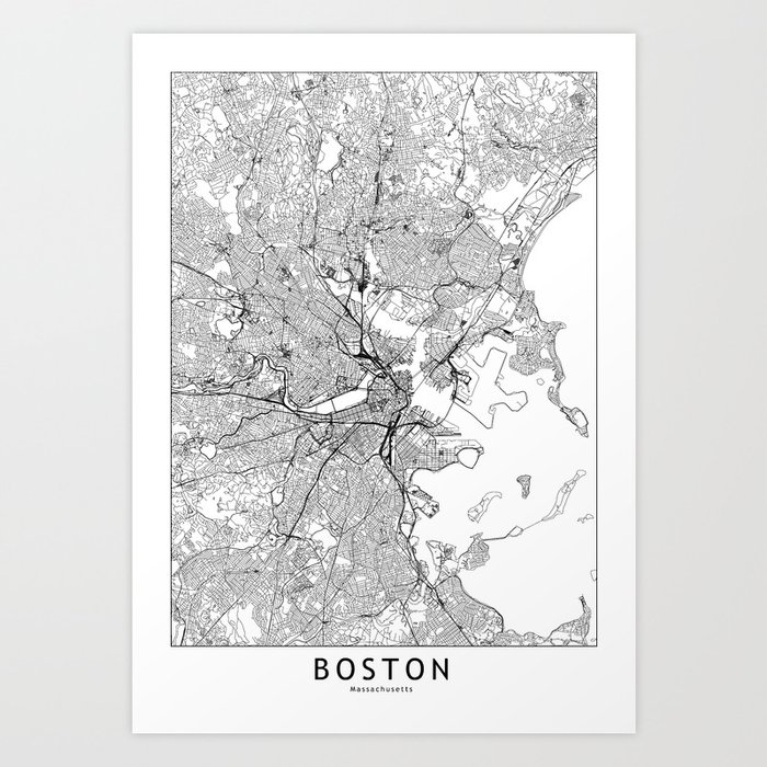 Boston White Map Kunstdrucke Boston White Map Kunstdrucke