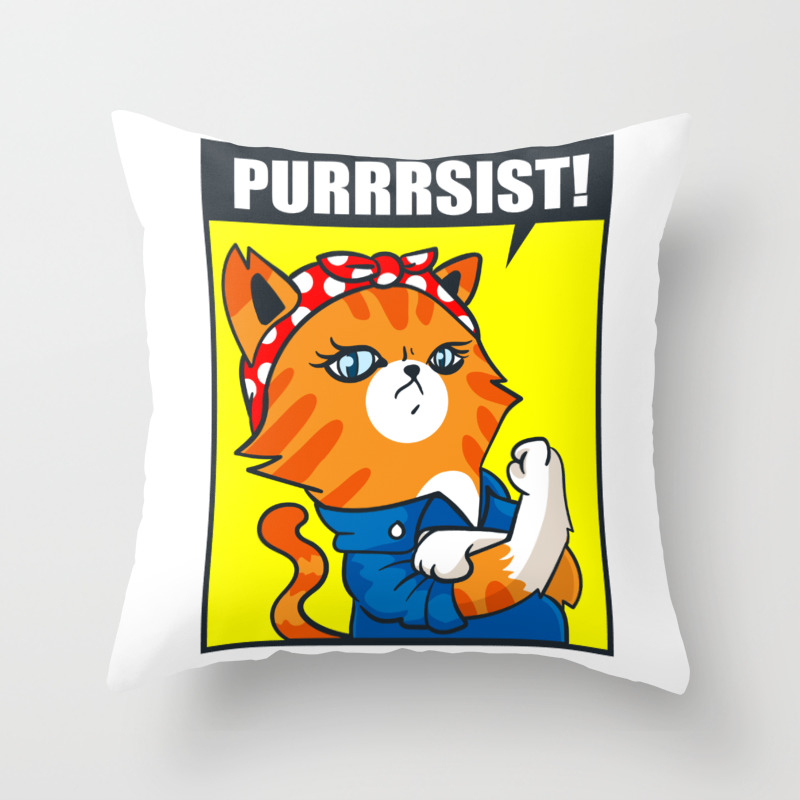 Cats Pun Resistance Funny Joke Gift Throw Pillow By Mrniceguy83