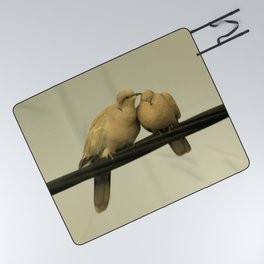 Doves - Two Dove Birds - Bird Love - Tree Branch - Animal Photography Picnic Blanket