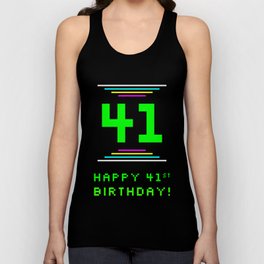 [ Thumbnail: 41st Birthday - Nerdy Geeky Pixelated 8-Bit Computing Graphics Inspired Look Tank Top ]