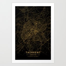 Tashkent, Uzbekistan - Gold Art Print