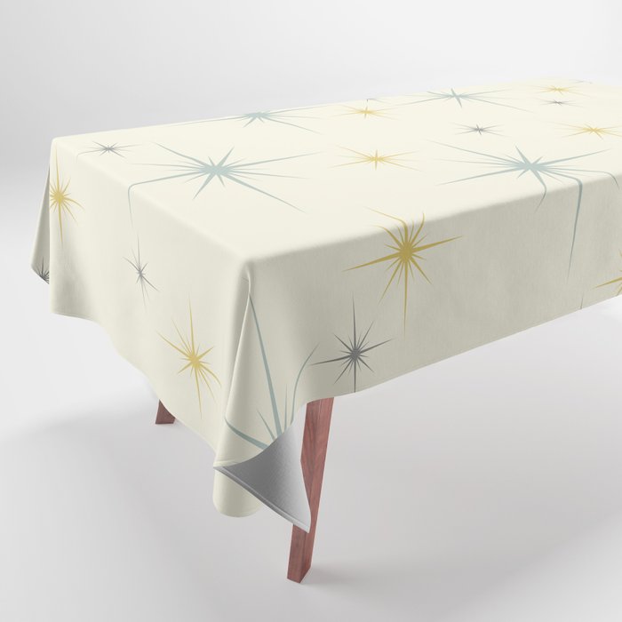 Mid Century Modern Stars Teal Tablecloth