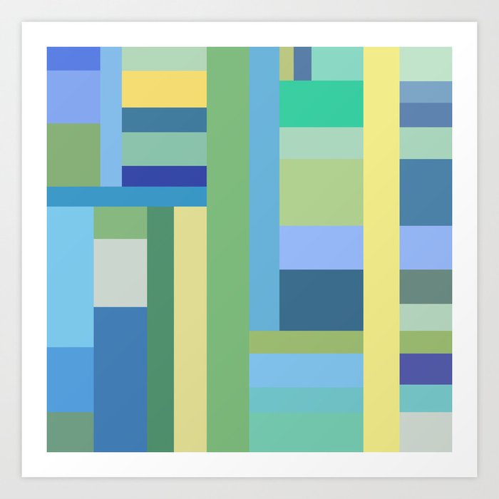 Abstract Blue Mint Green Geometry Art Print