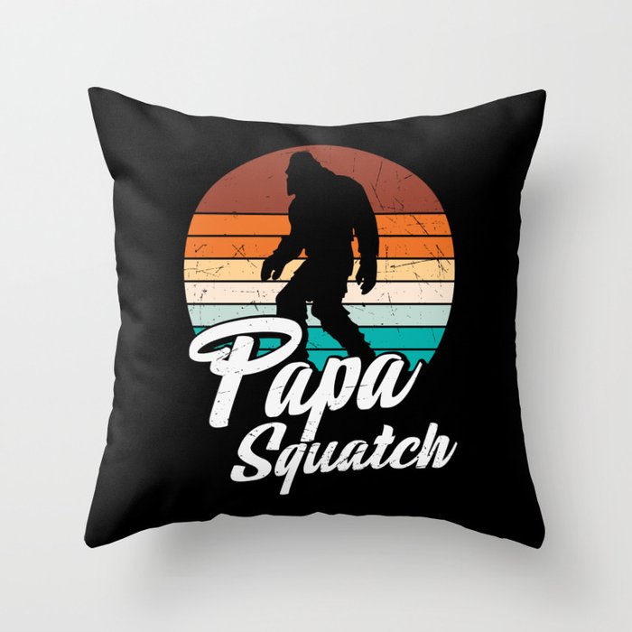 Papa Squatch Funny Vintage Sasquatch Throw Pillow