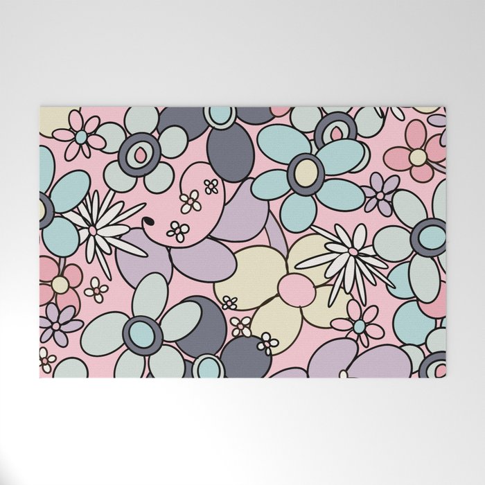 60s 70s Retro Flower Glam #3 #floral #decor #art #society6 Welcome Mat