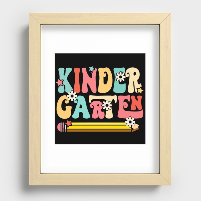 KIndergarten floral pen school design Recessed Framed Print