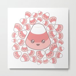 Kawaii Strawberry Candy Corn Metal Print | Children, Candy, Halloween, Kawaii, Holiday, Peach, Cute, Coral, Digital, Candycorn 
