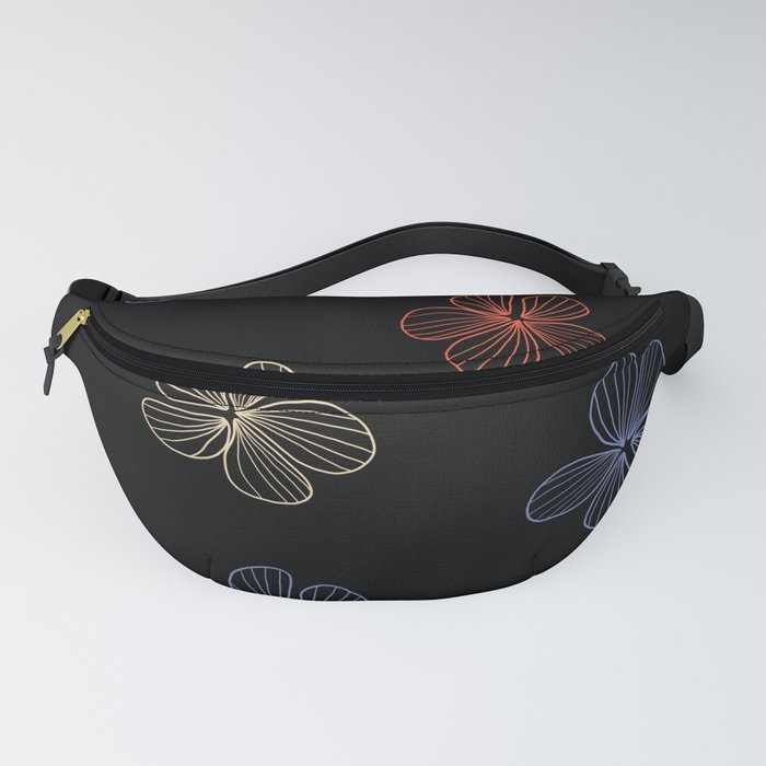 Black striped batik flower pattern Fanny Pack