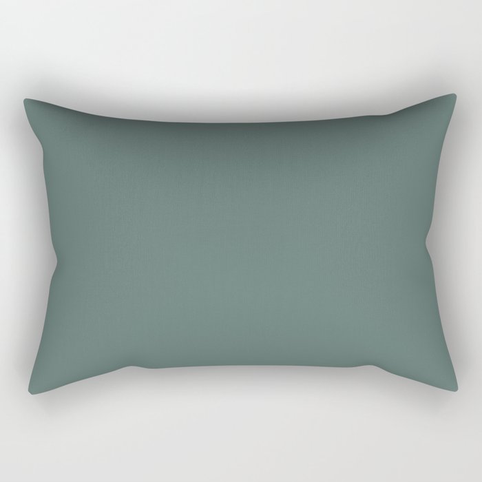Dark Green Solid Color Behr 2021 Color of the Year Accent Shade Meteorological N430-6 Rectangular Pillow