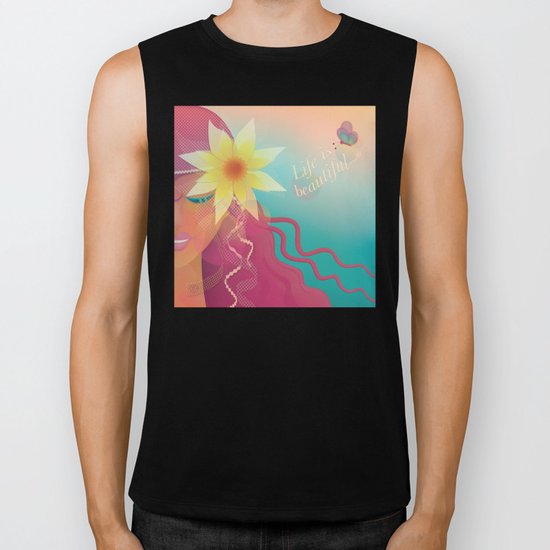 Girl with Pink Hair Biker Tank