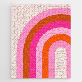 Retro Rainbow Pink And Orange Print Abstract Arch Jigsaw Puzzle