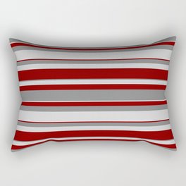 [ Thumbnail: Grey, Light Grey & Maroon Colored Stripes Pattern Rectangular Pillow ]