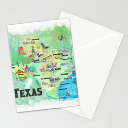 USA Texas Travel Poster Map With Highlights Stationery Card