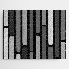 Mid Century Modern Stripes Black Jigsaw Puzzle