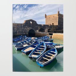 Blue Boats, Essaouira, Morocco Poster