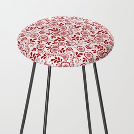Red Eastern Floral Pattern Counter Stool