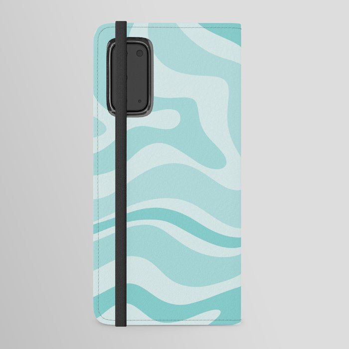 Modern Retro Liquid Swirl Abstract in Light Aqua Teal Blue Android Wallet Case