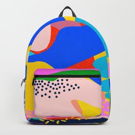 Unbridled Enthusiasm Backpack | Shapes, Green, Turquoise, Flowers, White, Curated, Yellow, Abstract, Acrylic, Pattern 