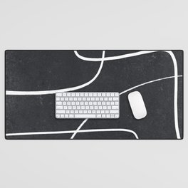 Black and White Abstract Minimalism Sketch Desk Mat