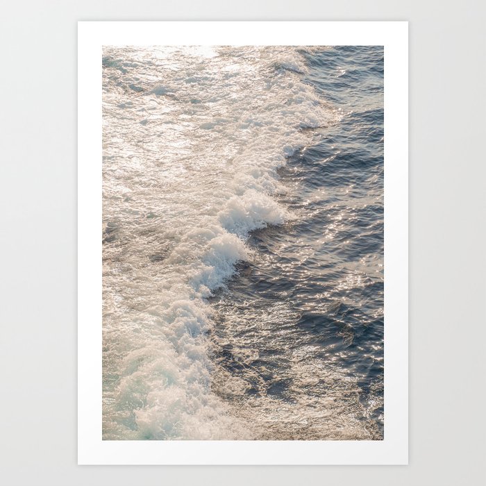 Ocean Wave Photography Print | Mediterranean Sea Sunset In Italy | Soft Color Water Photo Art Print