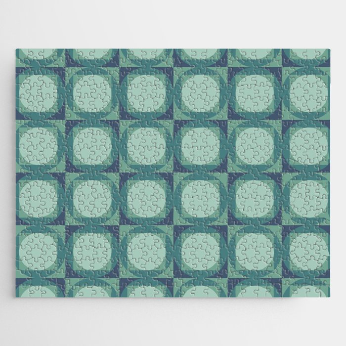 Teal Geometric Abstract Patten Jigsaw Puzzle