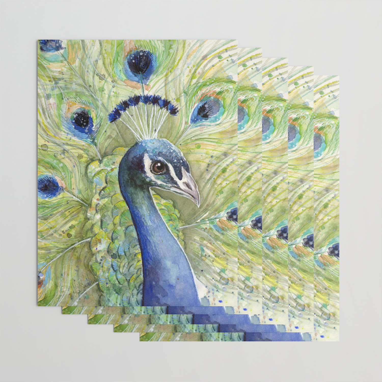 Peacock Watercolor Painting Exotic Birds Wrapping Paper By